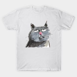 Funny British Shorthair Cat Portrait for British Shorthair Cat Lovers T-Shirt